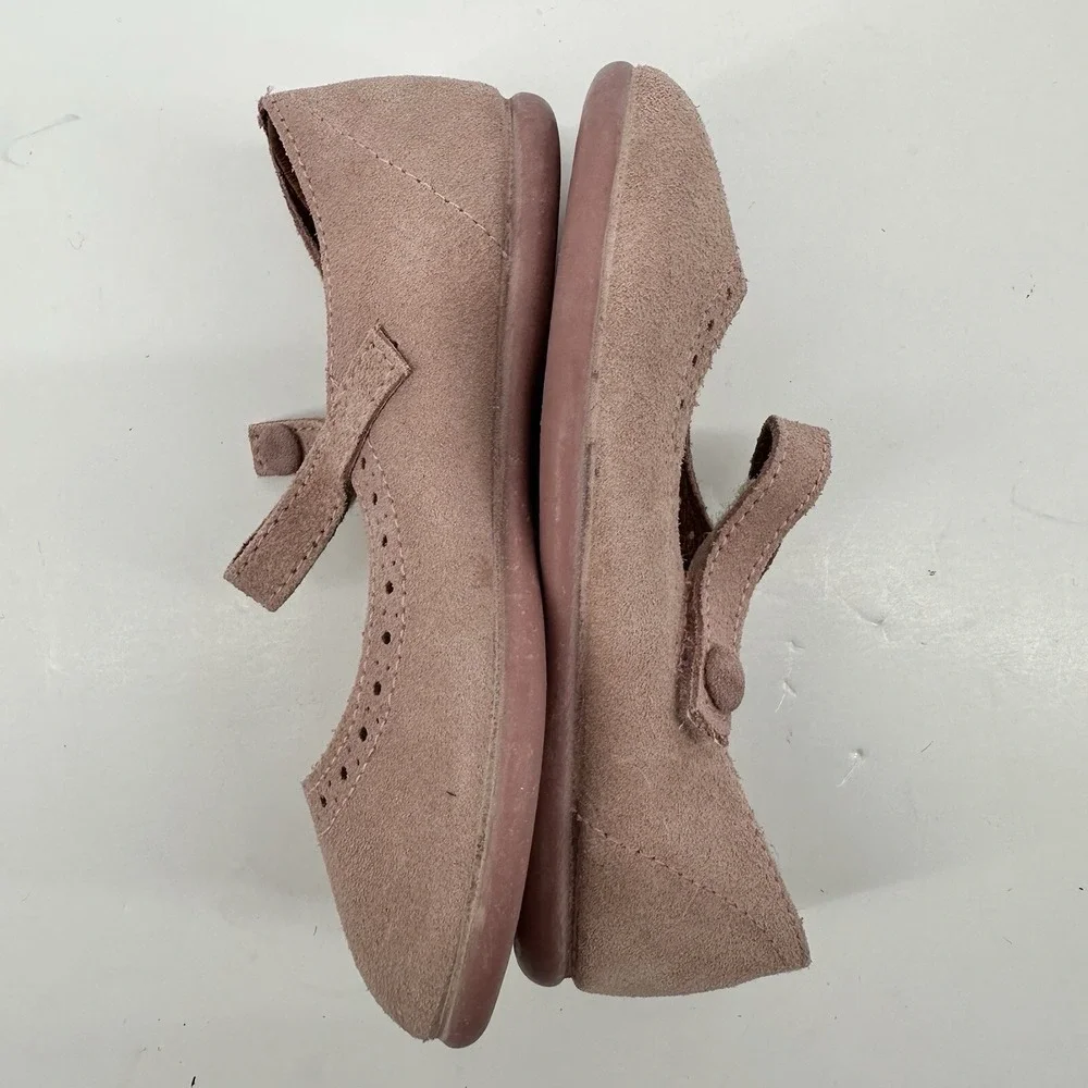 Elephantito Suede Leather Mary Jane Scalloped Edge‎ Pink Girls Size 7 US 24 EU